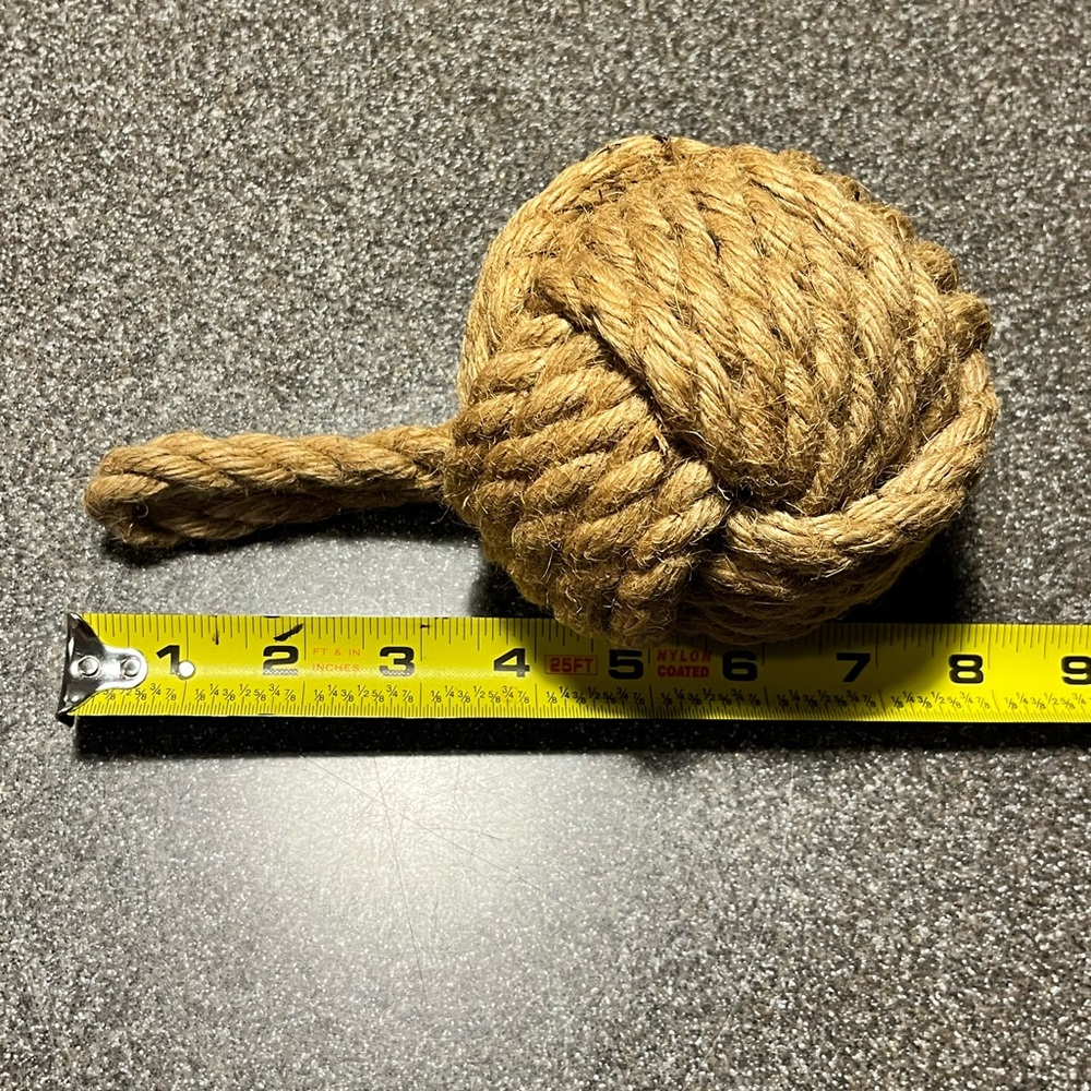 Nautical / Maritime / Sailor’s Monkey’s Fist Knot / Doorstopper Natural Jute - Picture 7 of 8